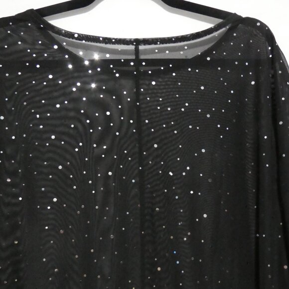Unbranded | P2P 24 inches measured | Sheer Black Short Sleeve Sequin Shirt - Picture 10 of 13